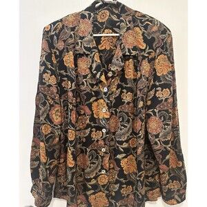 Vintage Jeffrey & Dara Floral Rayon Blouse Top Size 22 USA Made